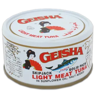 [8852707102042] GEISHA LIGHT MEAT TUNA IN VEG OIL 185G