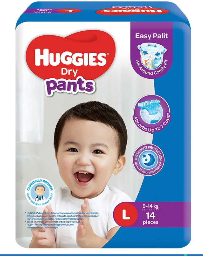 [8888336022413] HUGGIES DRY PANTS L 14PCS